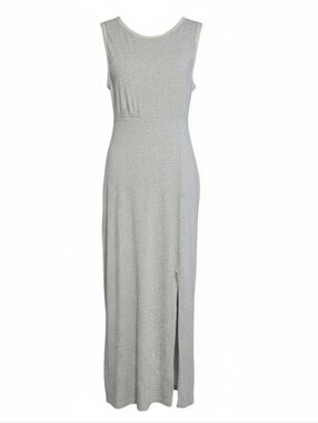 Free People Gray Open Back Maxi Dress Sleeveless Side Slit Boho Size S